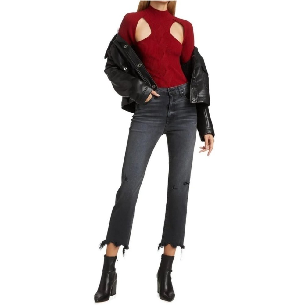 Jonathan Simkhai Standard Jeans River High Rise Straight Leg in Vintage Noir - Picture 1 of 16